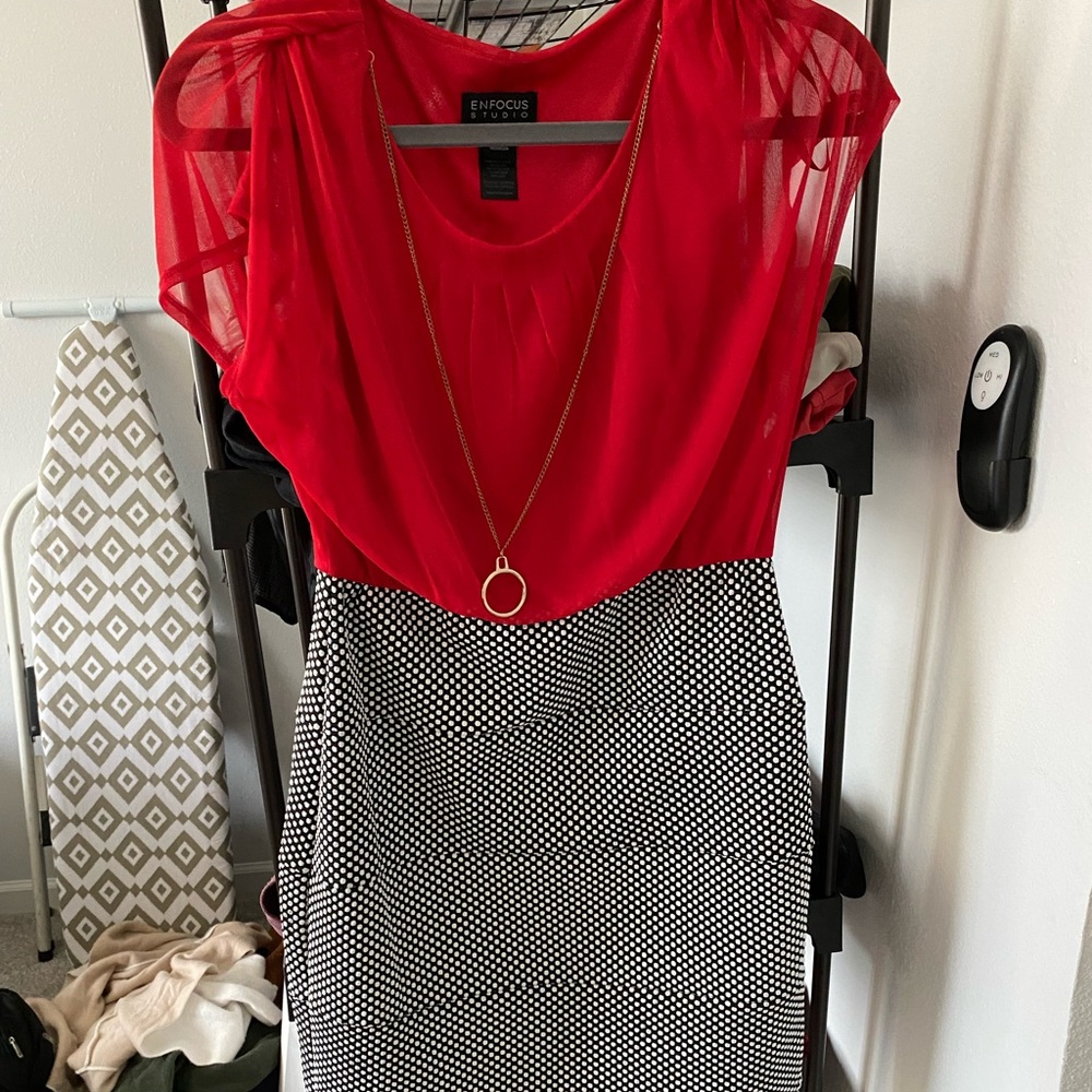 Red/ Polkadot Business MIDI Dress